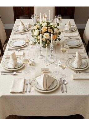 Kate Spade Larabee Dot Tablecloth & 8 Napkins 60" x 102" Rectangle Cotton Blnd